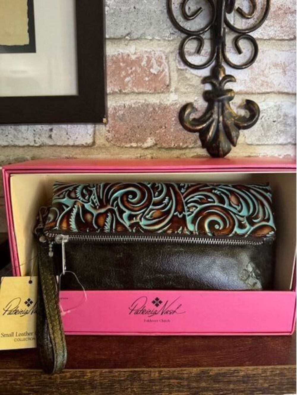 Patricia Nash Valerie Clutch-Wristlet is Turquoise-Brown ($99)